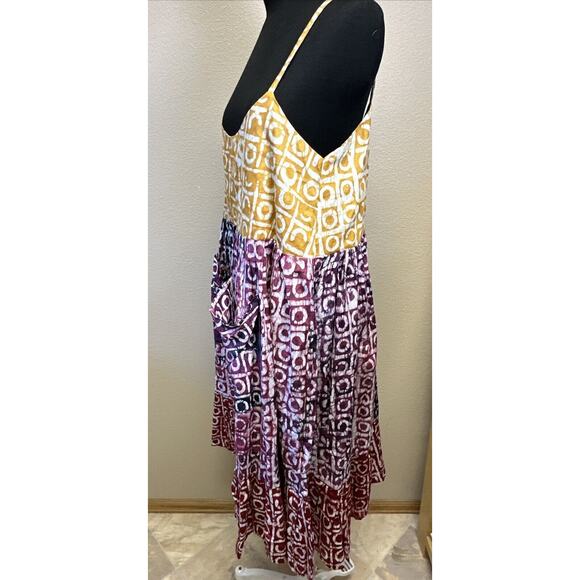Busayo NWT Women's Large Tiered Dress Africa Prairie Cottage Core Boho Island - Picture 2 of 10